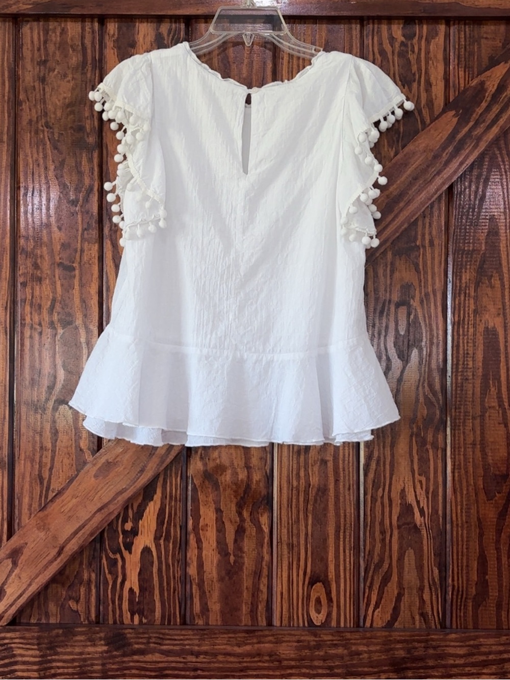 Cupio White Pom-Pom Sleeve Top - Women's